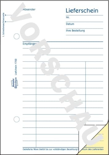 AVERY Zweckform 20 x Formularbuch Lieferschein A6 selbstdurchschreibend VE=2x40 Blatt