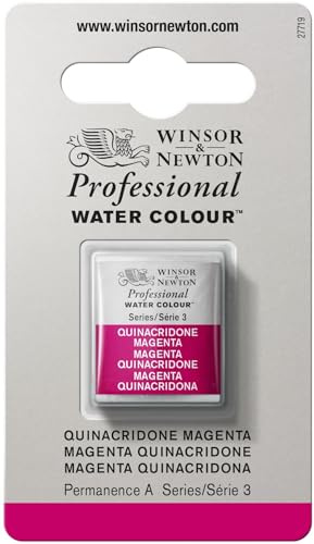 Winsor & Newton 0101545 Professional Aquarellfarbe, lebendige Wasserfarben in Künstlerqualität, hohe Farbbrillanz & Leuchtkraft, lichtecht, Archivqualität, 1/2 Napf - Chinacridon Magenta