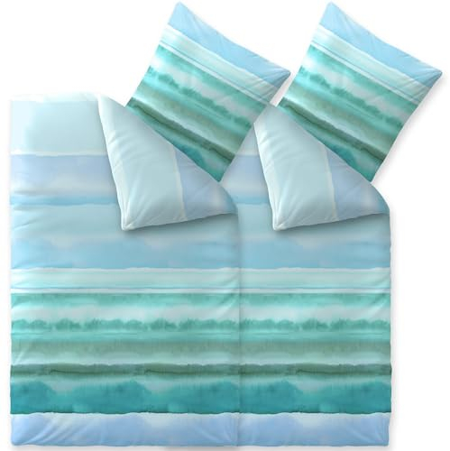 CelinaTex Fashion Bettwäsche 135x200 cm 4teilig Baumwolle Davia Streifen Türkis Weiß Grün