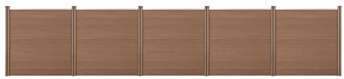 NEU.HOLZ WPC Gartenzaun mit Pfosten 183 x 879 cm Braun Sichtschutz Windschutz Lamellenzaun Zaun