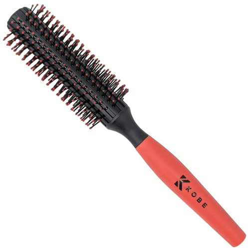 Kobe Pro Quiff Roller Large Round Men's Hair Brush 12 Rows of Ball-Tipped Bristles for volumising 20mm barrel creating waves & straightening easily Lifts the Hair & Prevents Pulling, superb Tool.