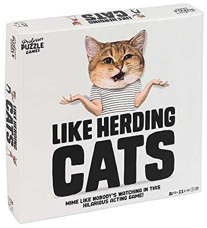 Professor Puzzle | Like Herding Cats | Brettspiel | Alter 10+ | 3-10 Spieler | 30 Minuten Spielzeit, Schwarz und Weiß