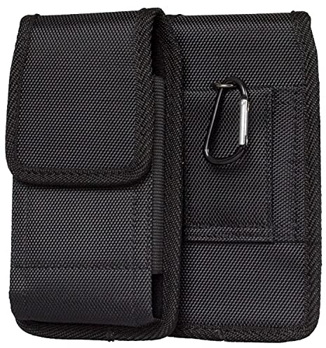 AQ Mobile Gürteltasche für Apple iPhone SE 2022, iPhone SE 2020, iPhone 13 Mini, 12 Mini, iPhone 6 7 8, iPhone X - mit Gürtelschlaufe & Klettverschluss - Schwarz