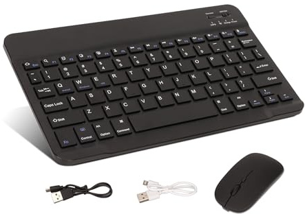 Annadue Combinazione Mouse Tastiera Wireless Bluetooth 2.4G, Tastiera e Mouse USB Cordless Silenziosi Ergonomici Portatili a Doppia modalità, Adatti per Tablet, Smartphone, Laptop, Computer