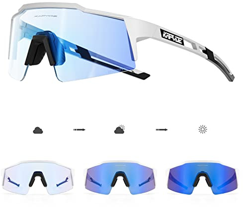 KAPVOE Photochromic Cycling Glasses Men Women Sunglasses MTB Mountain Bike Clear Youth Riding Blue White 03