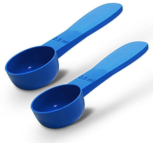 2pc Kit, RE-GEN 2.5ml Reusable Short Handle Plastic Measuring Spoon Scoops Dosing Spoons | Ideal for Liquids, Powders, Granules, Home, Kitchen, Catering, Healthcare, Fitness