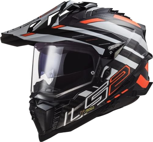 LS2, Motocross Helm EXPLORER CARBON EDGE Black Orange White, S