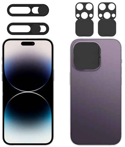 EYSOFT Privacy Cover Compatible for iPhone 14 Pro/Pro Max, 2Pack Front & Back Camera Cover, Protect Privacy, Not Affect Facial Recognition, Black, Tempered Glass, Camera Cover