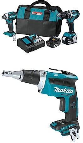 Makita XT269T 18V LXT Lithium-Ion Brushless Cordless 2-Pc. Combo Kit (5.0Ah) with Makita XSF03Z 18V LXT Lithium-Ion Brushless Cordless Drywall Screwdriver (Bare Tool Only)