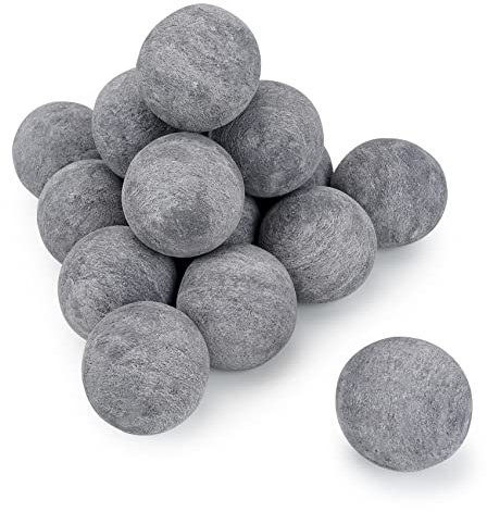 Stanbroil Bolas de fuego de cerámica – Piedras de fuego redondas de 3 pulgadas para hoguera y chimenea – Juego de 15, gris