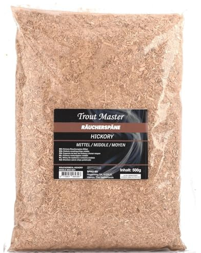 Trout Master Räuchermehl Hickory mittel - 500g Mehl zum Räuchern, Räucherspäne, Sägespäne zum Räuchern, Späne