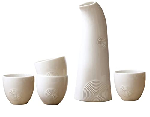 Coffret cadeau ensemble de vin, carafe en céramique domestique, vin blanc, carafe à saké, carafe à vin chaud, verre à vin (blanc)