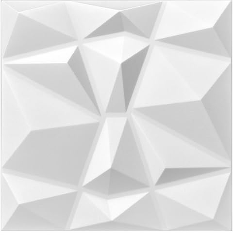 Deccart - 3D Wandpaneele 50x50 cm - Paneele Wand Wall Panels Deko Wandverkleidung Innen Panel Deckenverkleidung Decke Deckenpaneele Platten Styropor EPS-Polystyrol Diamant 12 m², 48 Stück,Weiß