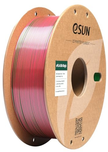 eSUN Silk Dual-Color PLA Filament 1.75mm, Co-Extrusion Silk Magic PLA 3D-Druck Filament, Farbverlauf wechselnd 1KG Spule (2.2 LBS) für 3D-Drucker, Silk Rot Grün