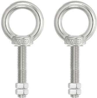 PATIKIL Bulloni Occhiello Golfari, 2pz M10x60 Vite Bullone Spallamento Sollevamento Acciaio Inossidabile 304 Vite Filettata Anello Spalla con Doppi Dadi Fissi per Sollevamento Sospeso