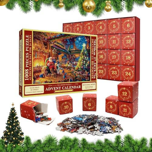 Weihnachts-Adventskalender, Puzzle-Kalender, Karton, Countdown-Kalender, pädagogische Weihnachtsdekoration, kreativer Wandkalender, Weihnachtsmann-Puzzle, interaktiver Kinderkalender, Urlaub,