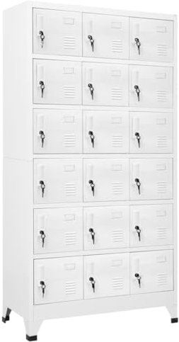 LVHUIDEH Schließfachschrank mit 18 Fächern, Schließfach, Wertfachschrank Spind, Fächerschrank, Metallspind, Umkleideschrank, Abschließbare, Robust und Langlebig, Metall 90 x 40 x 180 cm