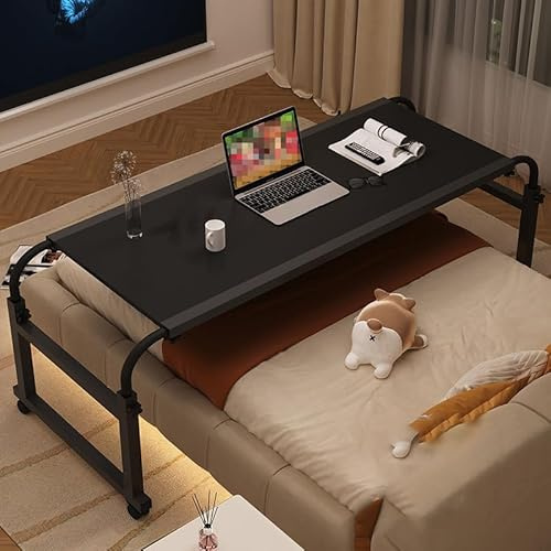 Tavolo da letto regolabile con ruote per mobilità regolabile in altezza e larghezza, postazione di lavoro multifunzione, per letto o divano, D 140 cm