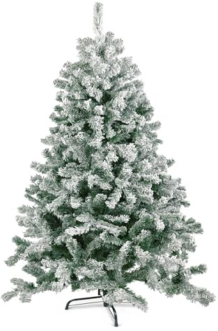 TIENDA EURASIA – Arbol de Navidad Nevado | Color Verde y Blanco | Hierro y PVC | Arbol de Navidad | Soporte de Pie Metálico | Medidas 150, 180 y 210 cm (180 cm- 450 Ramas)