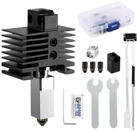 CCTREE Hardened Steel Nozzle Assembly Hotend Kit für Bambu Lab P1P/P1S | Heizblock Ersatz,Hochtemperatur Extruder Hotend,Thermistor,Keramikheizung,mit 0,2/0,4/0,6/0,8 mm Düse aus gehärtetem Stahl
