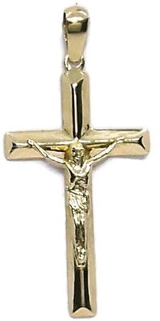 Never Say Never Cruz con Cristo de oro amarillo de 18k Peso: 0.60 gr de oro de 18k.