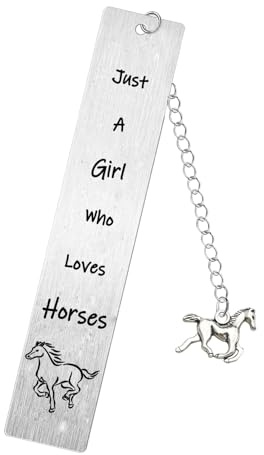 Lesezeichen mit Pferd, Geschenke für Mädchen, Just A Girl Who Loves Horses, Lesezeichen zum Lesen, für Frauen, Pferdeliebhaber, Geschenke für Tochter, Schwester, Nichte, beste Freundin