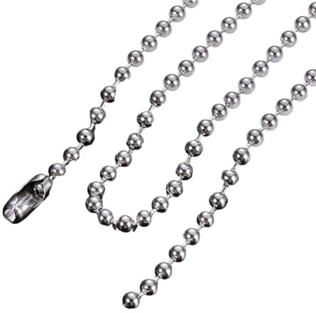 LuoAXINN Metallkette, silbrig, runde Kugelkette, Edelstahl-Zubehör for DIY-Halskette, Armband, Erkennungsmarken für Schmuckherstellung(20cm,4mm)