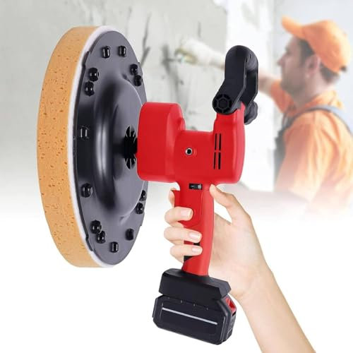 Cazzuola per cemento elettrica da 1680W, cazzuola per intonaco e stucco cementizio senza fili da 40-300giri/min, lucidatrice per lisciatura pareti, 6 velocità regolabili,WithoutExtensionrod-1*22500mAh