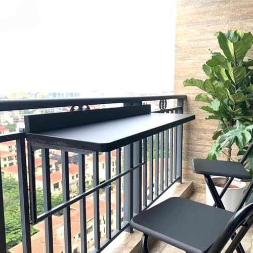 Klappbarer Balkon-Hängetisch, Verstellbarer Wand-Geländertisch Für Die Terrasse, Platzsparender Beistelltisch Für Den Außenbereich, Wetterbeständig Und Langlebig of(Size:100 * 39cm,Color:Schwarz)