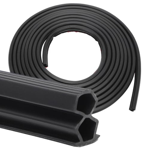 RANJIMA Dichtungsband Selbstklebend, 10mm x 12mm Haustür Türrahmen Dichtung Flexibel Gummidichtung Selbstklebend Anti-Kollision/Schalldichter/Wasserdichter, für Dichtungsband Fenster Tür, Schwarz, 6M