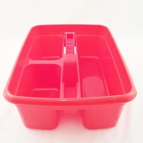 Caddy Tray – 12 x 15 3 Compartment Polypropylene Carrying Container with Handle – Cleaning Tool Storage Caddy – Colour Coded – For Home Garden Equestrian Red Pack of 1