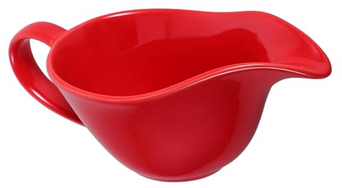 DONFAMDS Spout Mixing Bowl Steak Sauce Bowl Porcelain Handy Serving with Draining Function Glossy Red Ceramic Suitable for Kitchen and Dining Use