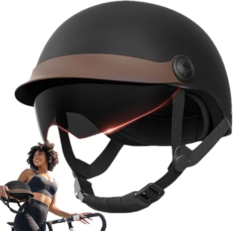 Scooter Helm Erwachsene Jethelm Motorradhelm mit Visier Für Herren Und Damen Roller Helm Mopedhelm für Motoroller, Moped, Scooter, Mofa (Für Kopfumfang 54–62 cm)