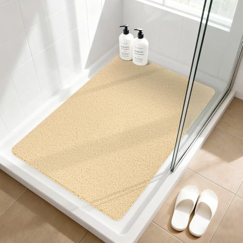 Duschmatte rutschfest 60 x90 cm - Extra Groß Sicherheits Badewannenmatte mit Ablauflöchern, Weich Komfort PVC-Luffa Massage Antirutschmatte für Dusche, Schnell trocknend