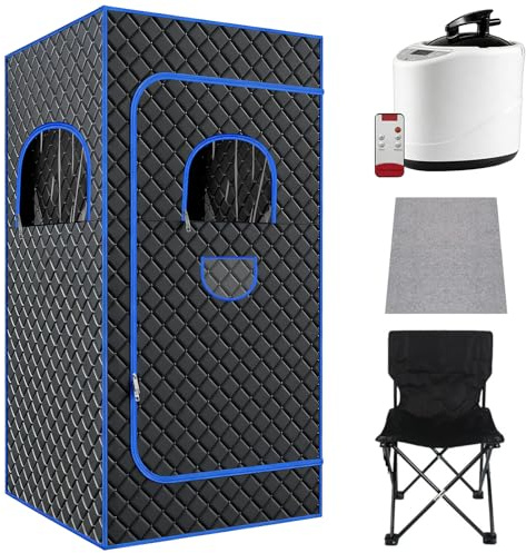 Portable Steam Sauna, Folding Full Body Sauna Tent Steam Room with 3L Steamer Generator, Remote Control, Folding Chair, Sweat Tent, Personal Home Sauna Pod Box for Home Spa Relaxation