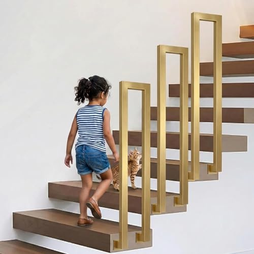 Corrimano a Forma di U in Ferro per Scale Interne ed Esterne, Ringhiera Antiruggine per Soffitta Veranda Corridoio con Montaggio Laterale/Verticale, 35-168cm con Kit di Installazione Completo