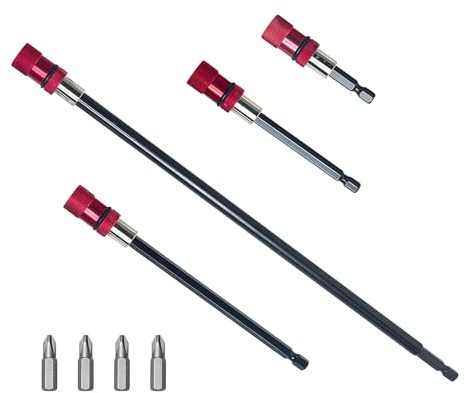 Multipurpose Socket Extender Set Including 4 Rod and 8 Adapters for Drill Mechanics and DIYer Various Tasks Port Extension Set