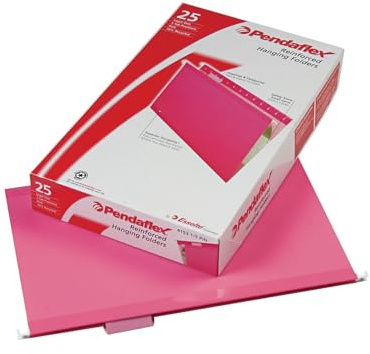 Pendaflex 04153 1/5 PIN verstärkte Hängemappen, legale Größe, rosa, 1/5 Schliff, 25/BX (4153 1/5 PIN)