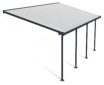 Canopia by Palram Terrassenüberdachung Alu Feria 3X6.10 Polycarbonat Hohlkammerplatten Pergola 610 x 300 cm Grau zur Überdachung ihrer Terrasse