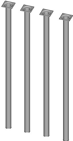 Element System 18133-00285 Möbelfuß rund – Stahlrohrfuß, ideal als Tischbein für die Gestaltung individueller Möbelstücke – Ø 30 mm, Weißaluminium, Länge 800 mm, 4 Stück