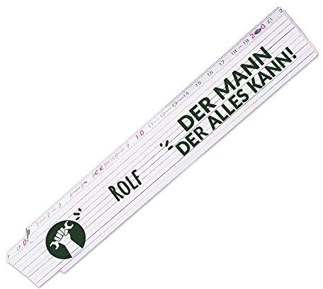 Zollstock mit Namen Rolf und schönem Motiv - Der Mann der alles kann - für Männer | Metermaß | Glieder-Maßstab mit Namen bedruckt | Viele Namen zur Auswahl