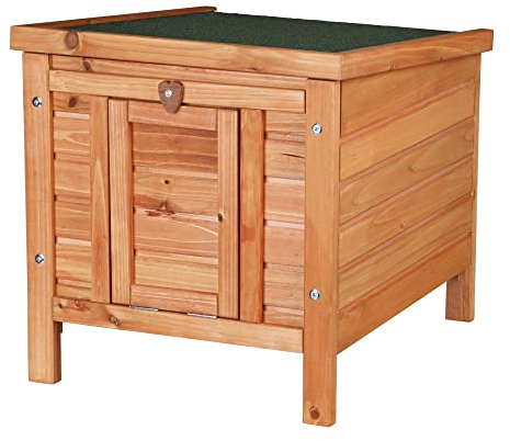 Trixie 62391 natura Kleintierhaus, Abschließbare Tür|Klappdach, Hund,Außenbereich, 42 × 43 × 51 cm, braun