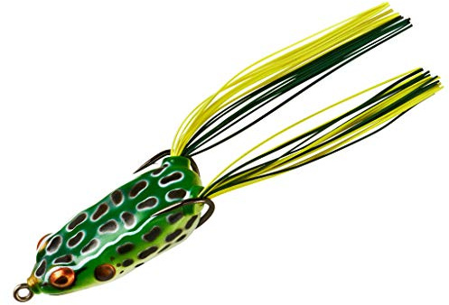 Booyah Pad Crasher Jr Topwater Bass Fishing Hollow Body Frog Lure with Weedless Hooks, Leopard Frog