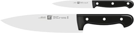 ZWILLING Set de 2 Couteaux, Couteau à Larder/à Garnir, Couteau de Chef, Acier Inoxydable Spécial/Manche Plastique, Twin Chef 2, Noir