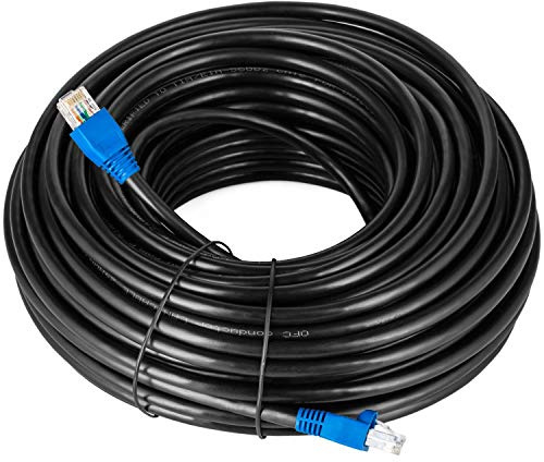 MutecPower cable 75m cable de red ethernet Cat5E exterior con enchufe RJ-45 - FTP - CCA - Negro - 75 metros