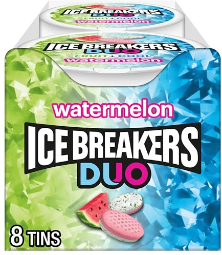 Ice Breakers Duo Sugar Free Mints, Watermelon, 1.3 Ounce (Pack of 8)