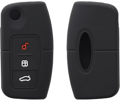 kwmobile Autoschlüssel Silikon Hülle kompatibel mit Ford 3-Tasten Klappschlüssel Autoschlüssel - Schlüsselhülle in Schwarz