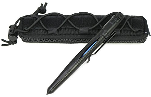 com-four® Tactical Kubotan Pen Kugelschreiber Mehrzweckstift MPP | schwarz mit Inlay in verschiedenen Farben [Auswahl variiert]