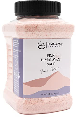 Himalayan Secrets Gourmet Pink Himalayan Salt - Bulk 5LB Jar - 100% Natural Healthy Salt Packed with Minerals - Kosher Certified (5 LB Fine Jar)