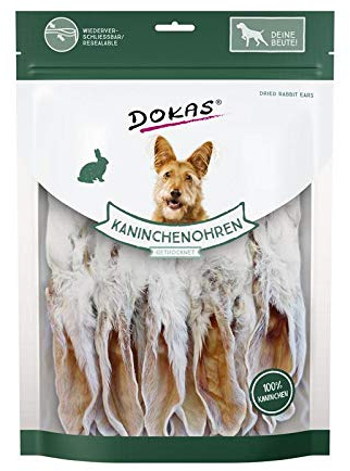 Dokas Kaninchenohren mit Fell getrocknet | 7X 180g Hundesnack
